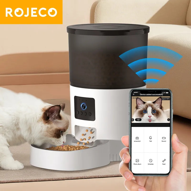 eco-friendly ROJECO Automatic pet Feeder With Camera