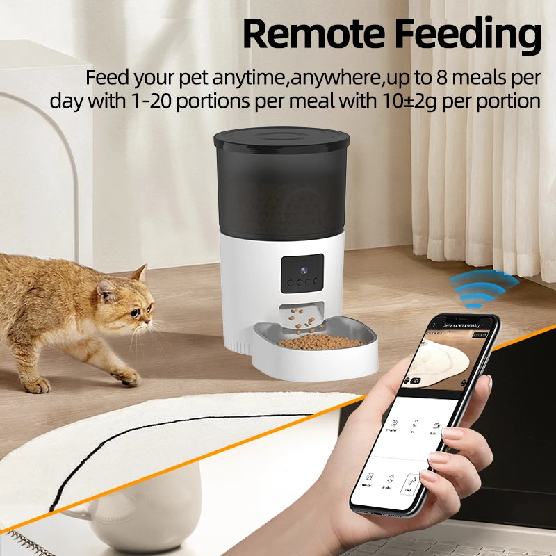 eco-friendly ROJECO Automatic pet Feeder With Camera remote fiding