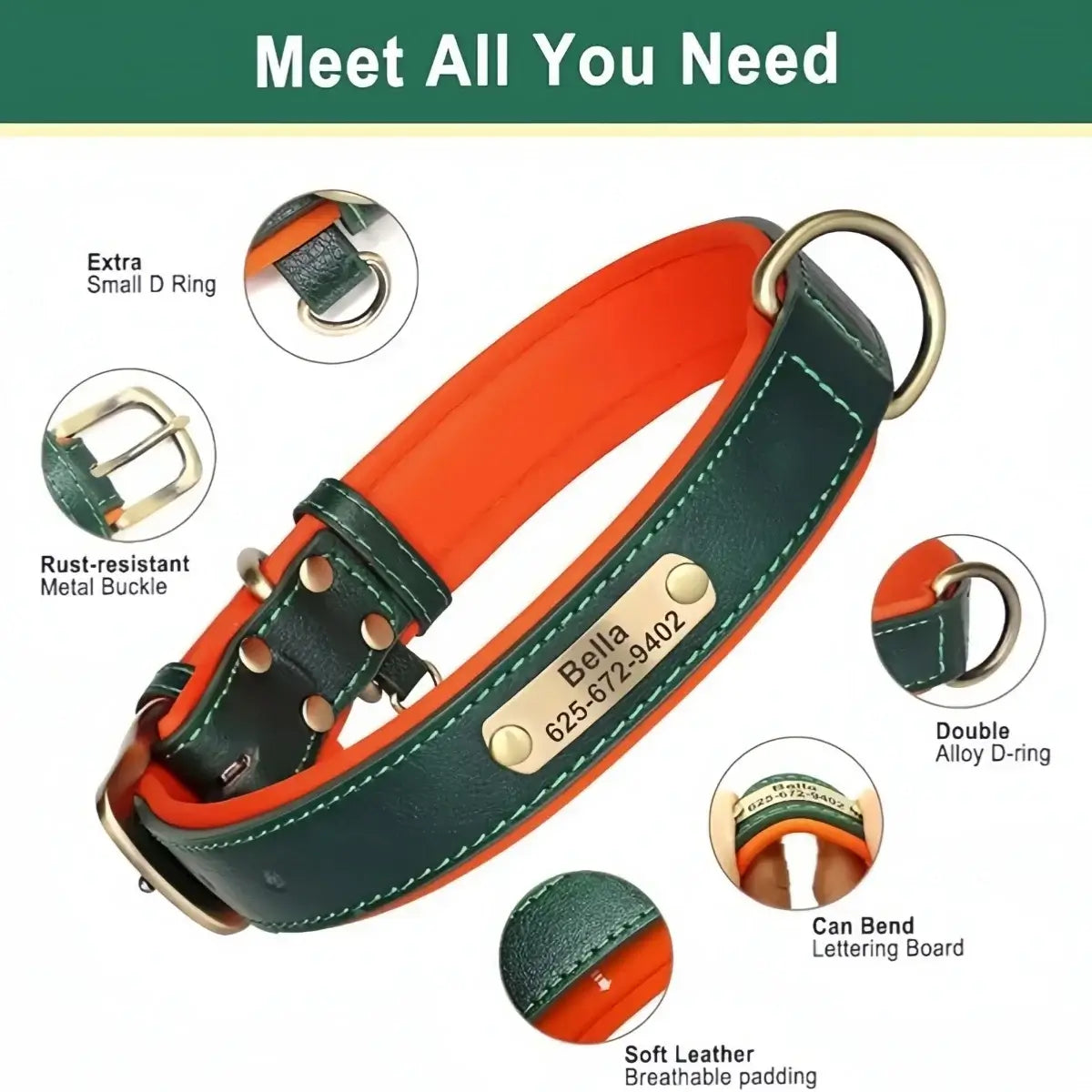 Customizable Padded Pet Collar